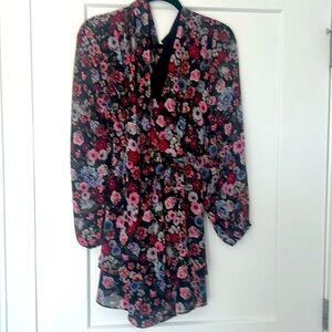 Floral long sleeve mini dress